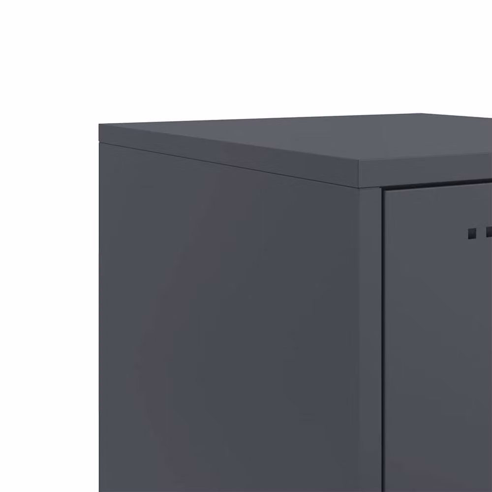 Berkfield Home Set of 2 Anthracite Steel Bedside Cabinets, W/D/H: 36 x 39 x 43.5 cm – 4