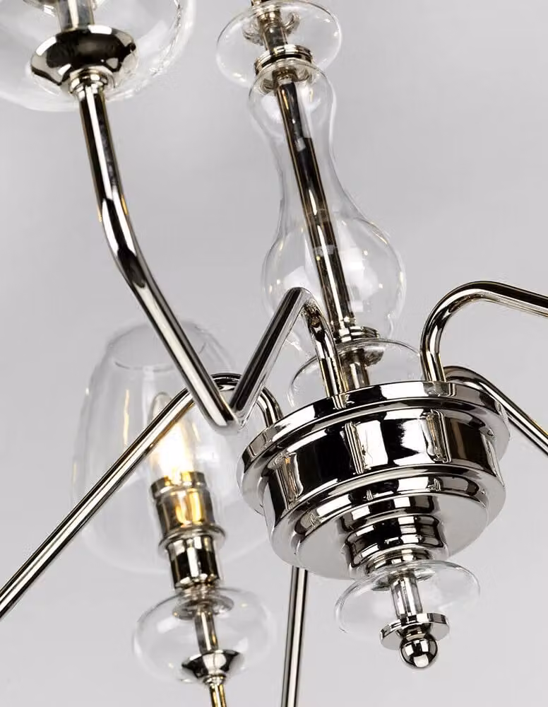 Loops 5 Bulb Chandelier in Silver with Transparent Glass Shades, E14 LED Compatible – 2