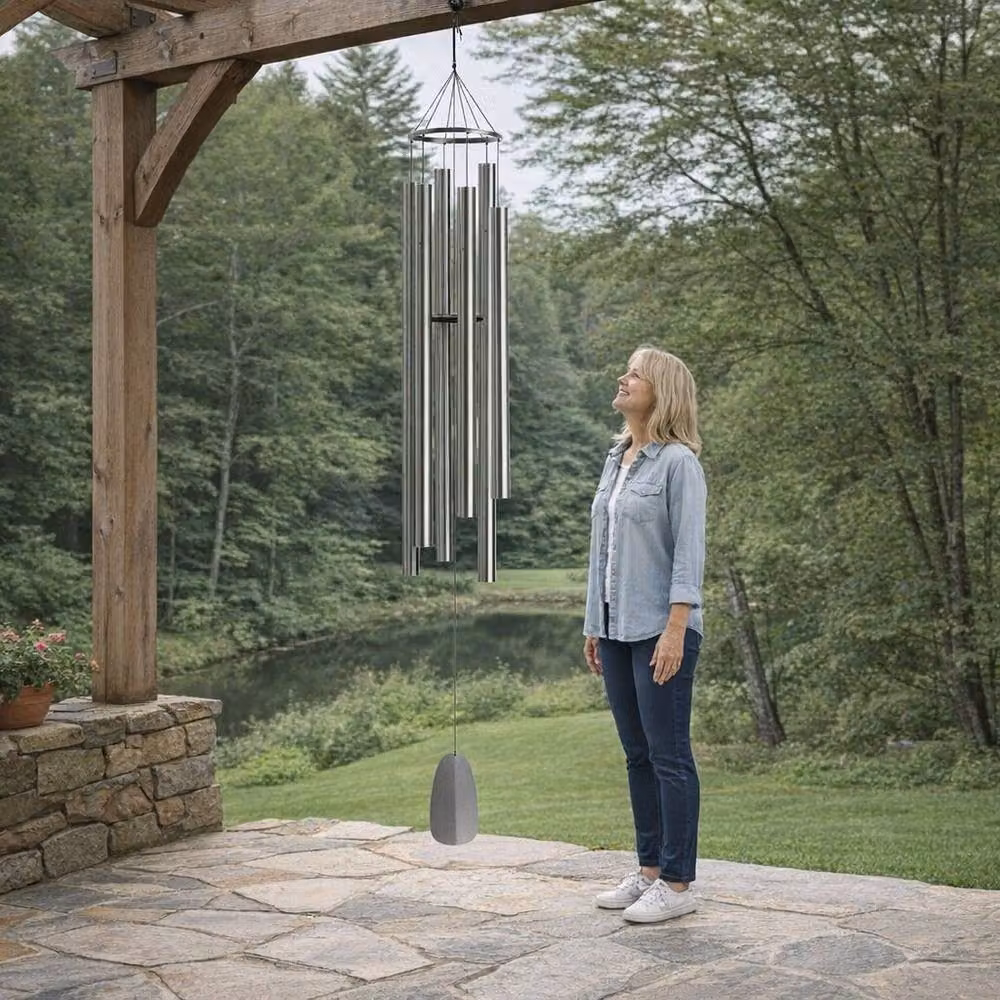 Woodstock Chimes Extra Large 7ft Outdoor Wind Chime in Silver – 2