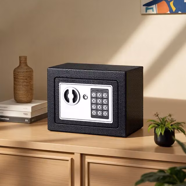 Livingandhome 6L Mini Steel Password Mechanical Lock Safe, Black