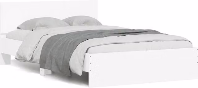 Berkfield Home Modern White Double Bed Frame with LED Under-Bed Lighting and USB Charging Port, W/D/H: 135 x 190 cm