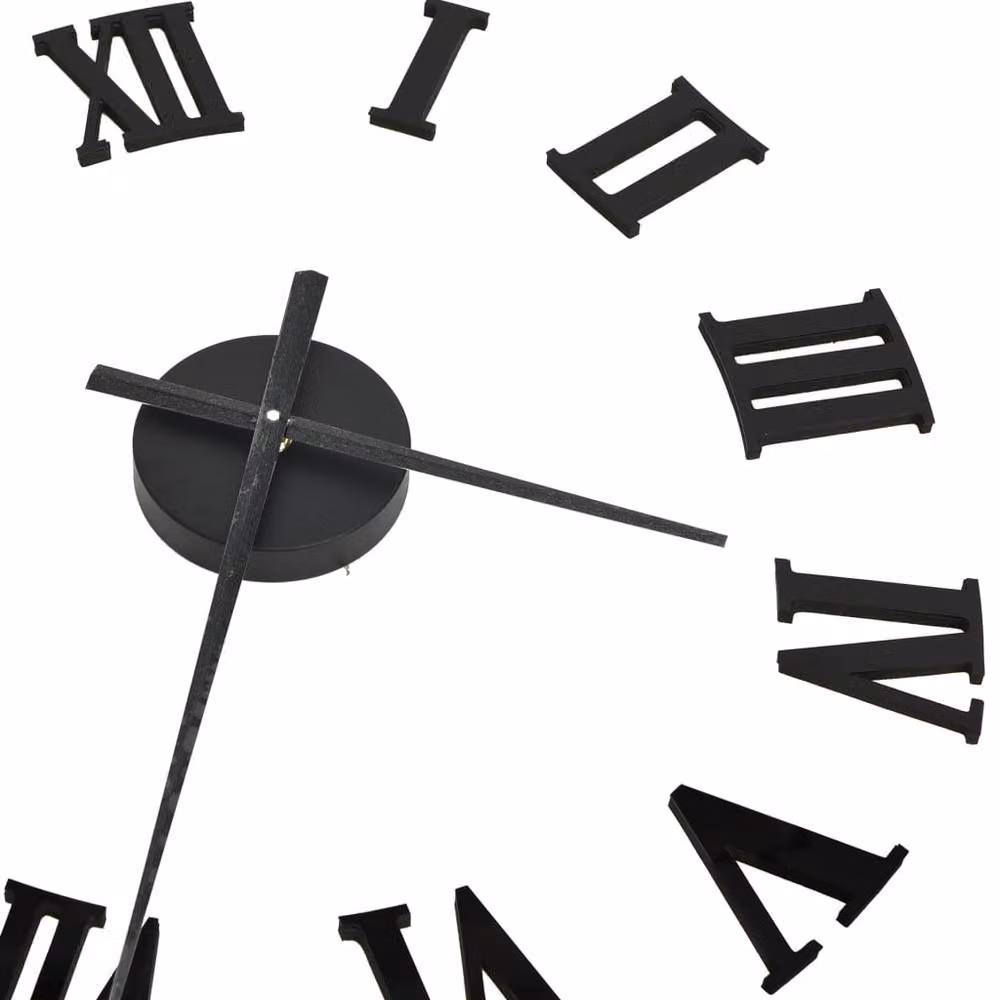 Berkfield Home Modern 3D Round Analog Wall Clock in Black, Diameter: 100 cm – 4