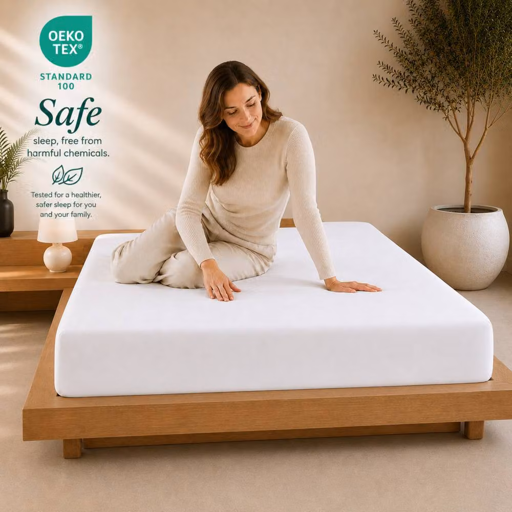 Pamposh 800TC White Cotton Fitted Sheet and Oxford Pillowcase Set, W/D/H: 180 x 200 cm – 2