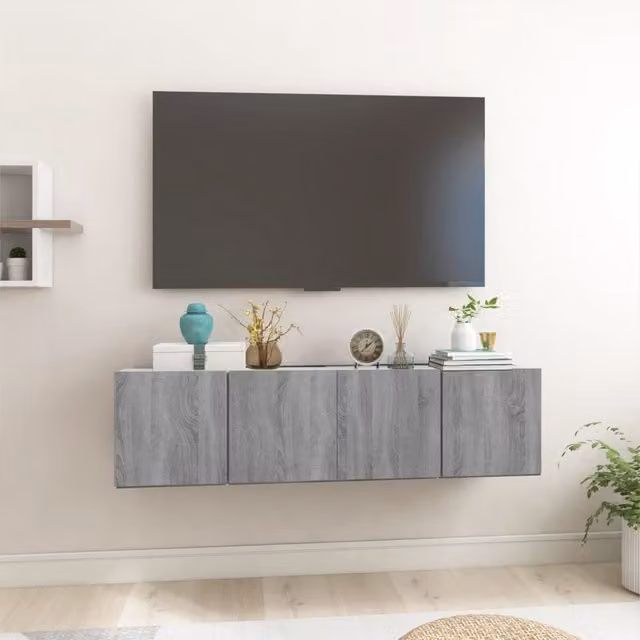 Berkfield Home Grey Sonoma Hanging TV Cabinet Set of 2, W/D/H: 60 x 30 x 30 cm – 1