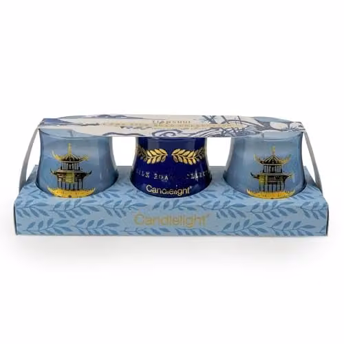 Candlelight The Silk Road Collection Tianshui Blue Scented Votive Candles Set of 3 x 100g