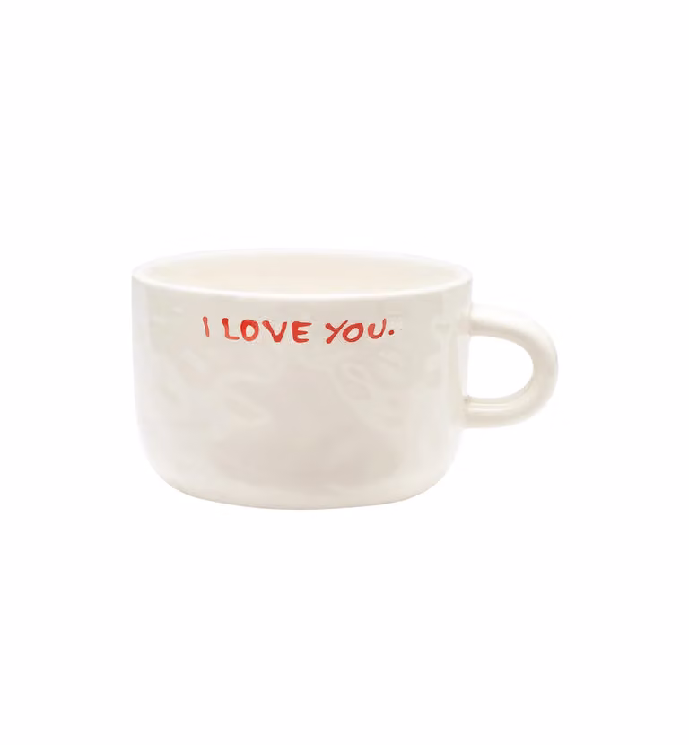 Anna + Nina I Love You Cappuccino Mug, White Ceramic