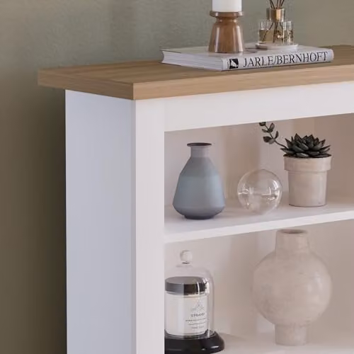 Vida Designs Arlington 3 Tier Modern MDF Bookcase in White and Grey – 4