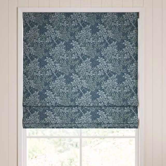 William Morris Foliage Made To Measure Blackout Roman Blind in Indigo Blue