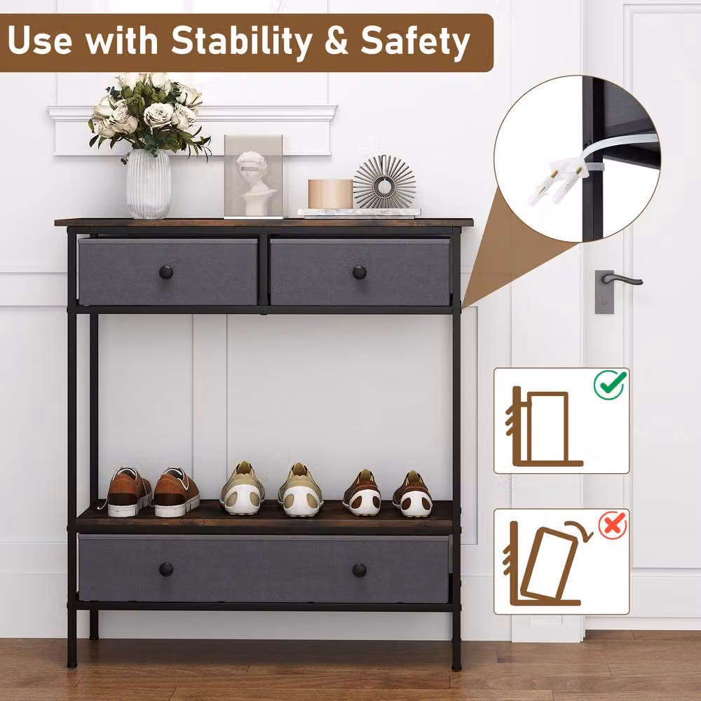 Costway Industrial Brown Console Table for Entryways and Hallways – 8
