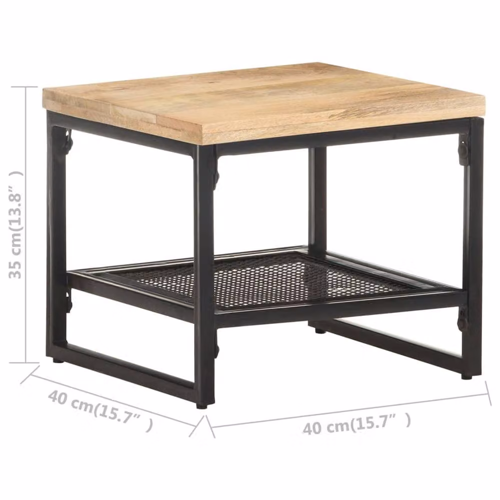 Berkfield Home Rustic Solid Mango Wood Side Table in Brown, W/D/H: 40 x 40 x 35 cm – 3