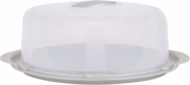 Wham Round Shallow Cake Box Caddy in Transparent and Grey, W: 30.0 cm, D: 30.0 cm, H: 10.0 cm