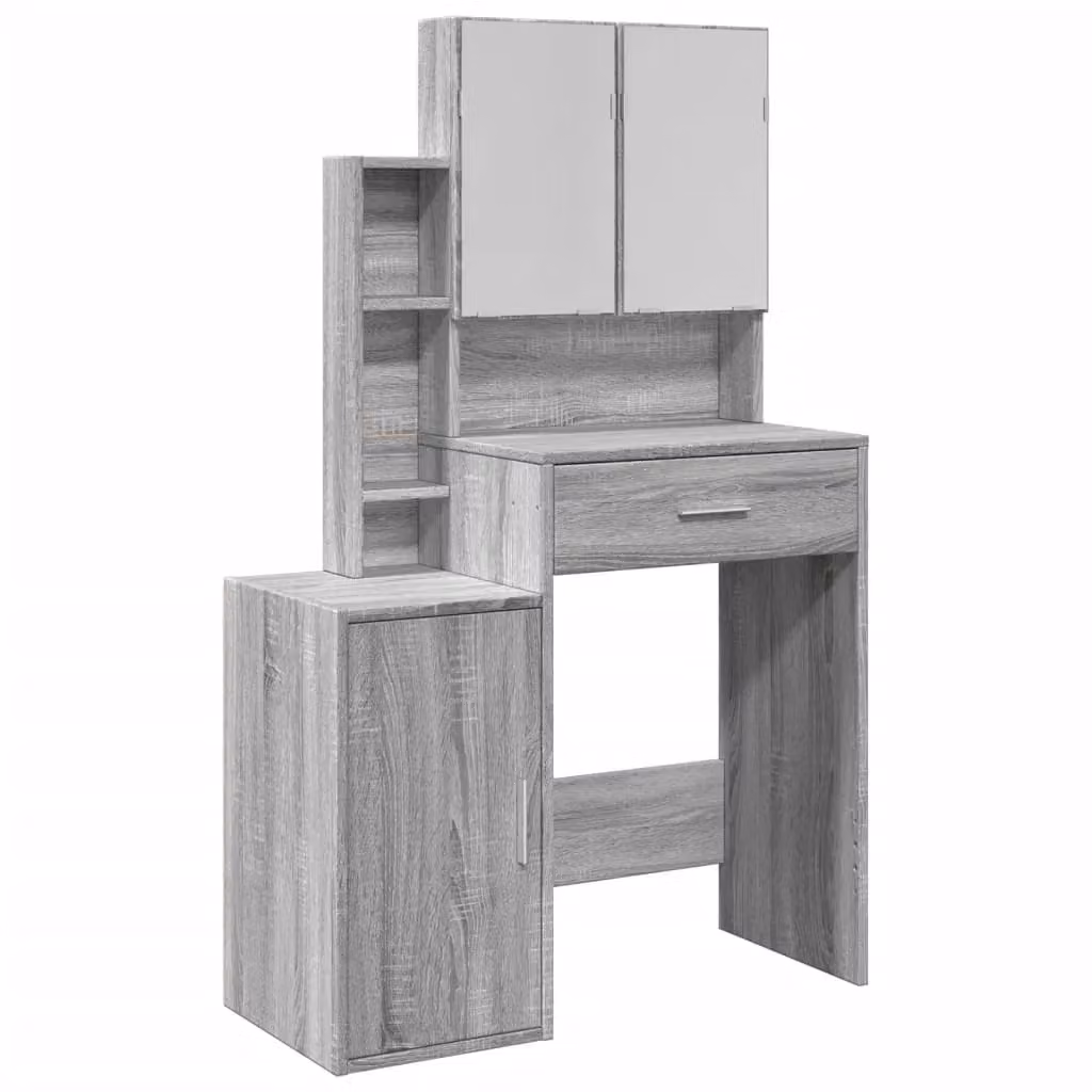 Berkfield Home Dressing Table with Cabinet in Grey Sonoma, W/D/H: 80 x 35 x 132 cm – 2