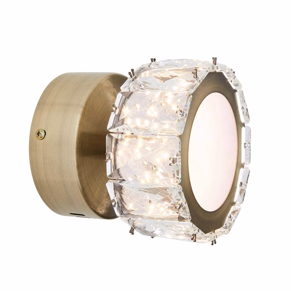 Pagazzi Dilan LED Wall Light in Gold and Antique Brass with Crystal – 2