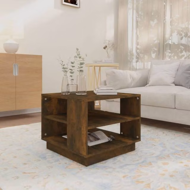 Berkfield Home Modern Square Coffee Table in Smoked Oak Brown, W/D/H: 55 x 55 x 43 cm