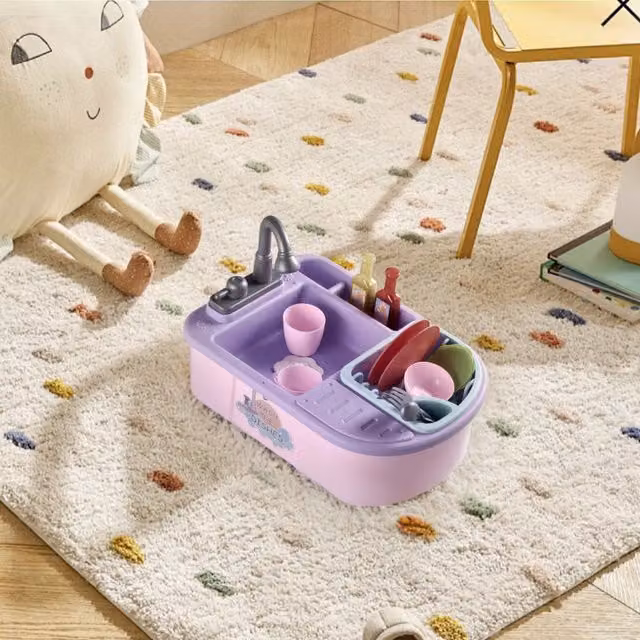 Kidkid Kids Role Play Electric Kitchen Sink Toy Set in Pink
