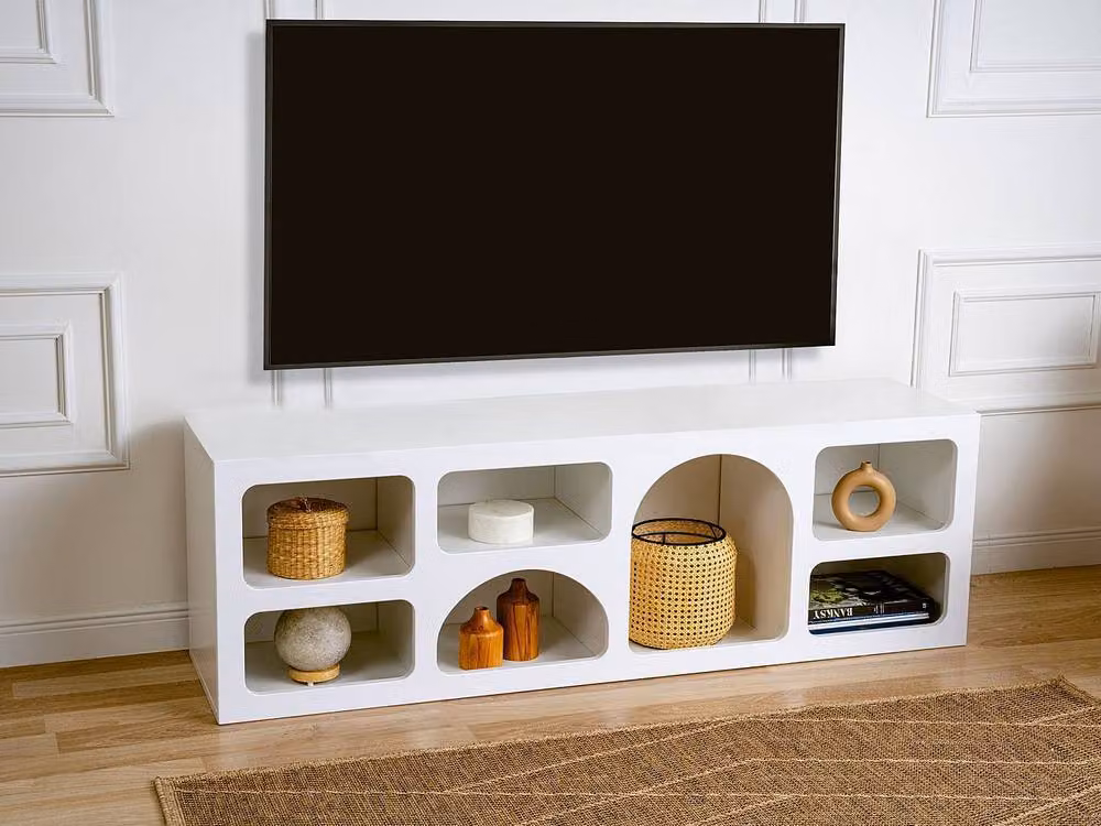 Vente-unique LUELA TV Stand with 7 Shelves in White – 3