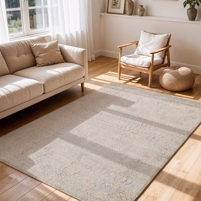 Livabliss Nathan Modern Geometric Graphic Fringe Living and Dining Rug in Grey, Beige and Brown, W: 150 cm, L: 220 cm