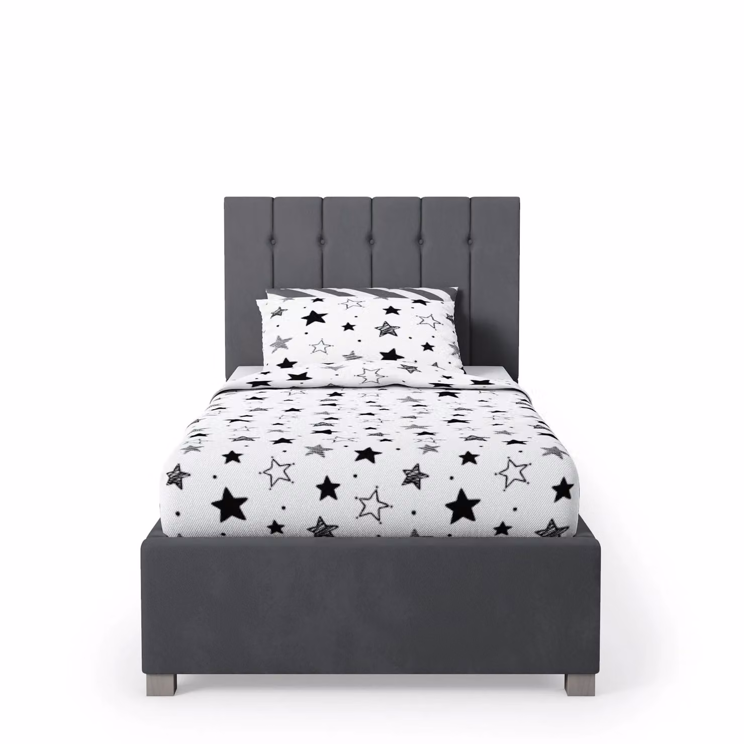 Rest Relax Olivia Upholstered Fabric Ottoman Single Bed in Grey, W/D/H: 90 x 200 cm – 2