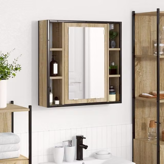 Berkfield Home Modern Wall Mounted Bathroom Vanity Unit in Beige with Internal Shelves