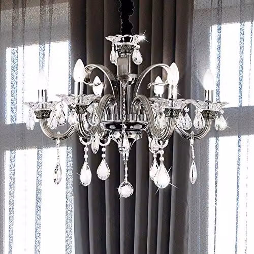 Netlighting Dunja Multi Arm Chandelier with K9 Crystals in Chrome and Silver, 6 x E14 – 3
