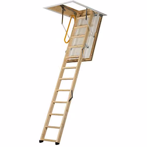 TB Davies LuxFold 3-section Wooden Loft Ladder with Hatch, Brown
