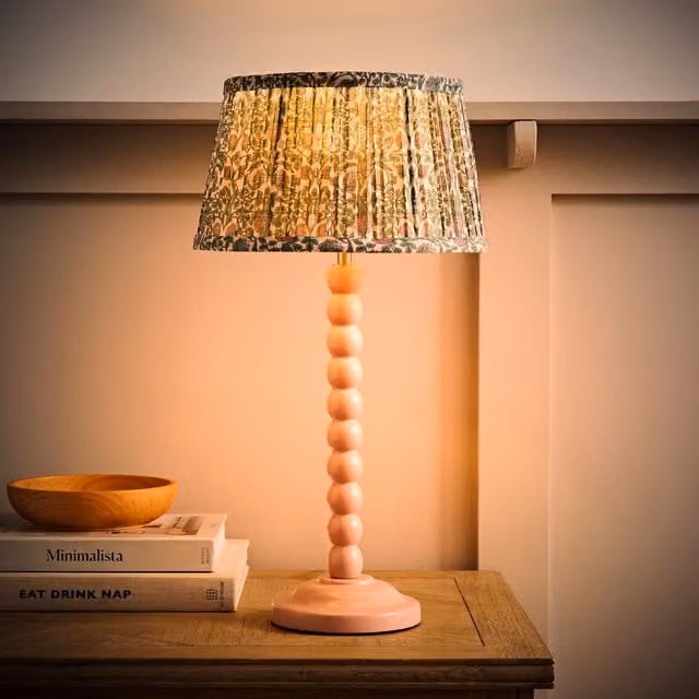 ValueLights Bobbin Bobble Table Lamp with Floral Pleated Taper Shade and Bulb in Multicolour – 1