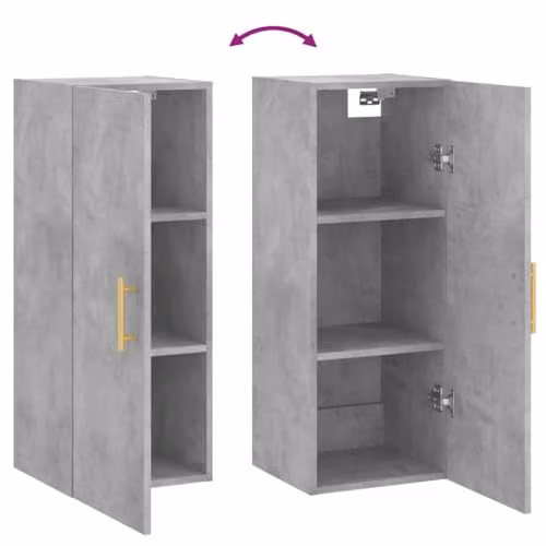 vidaXL Wall Mounted Cabinet in Grey with Hinged Doors, W/D/H: 34.5 x 34 x 90 cm – 2