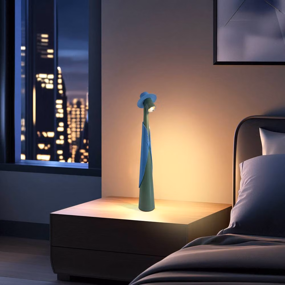 INMTFEI Gentleman Hat Touch Lamp, Rechargeable Dimmable LED Table Light in Blue – 5