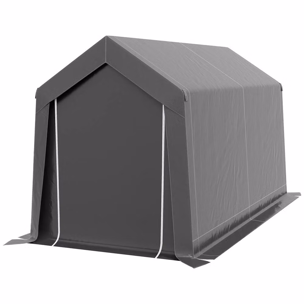 Rolipo Portable Garden Shed with Window in Dark Grey, W: 3.6 m, D: 2.1 m, H: 2.1 m – 2