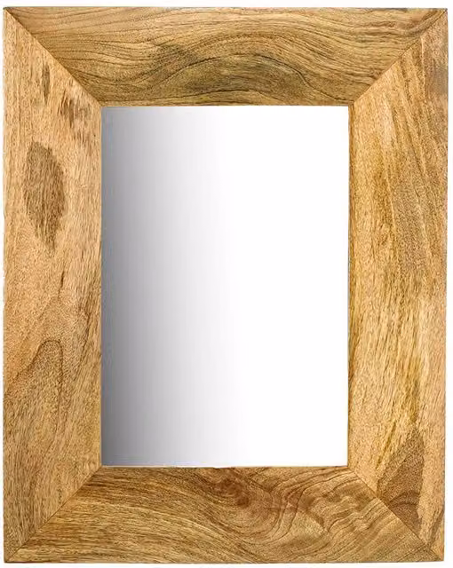 Elm Home And Garden Rustic Rectangular Solid Mango Wood Wall Mirror in Brown