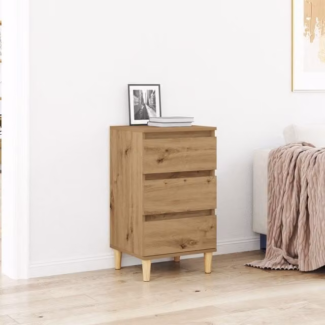 Berkfield Home Artisan Oak Bedside Cabinet in Brown, W/D/H: 40 x 35 x 70 cm – 1