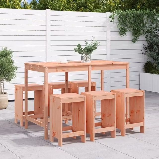 Berkfield Home 7 Piece Solid Wood Douglas Garden Bar Set in Brown