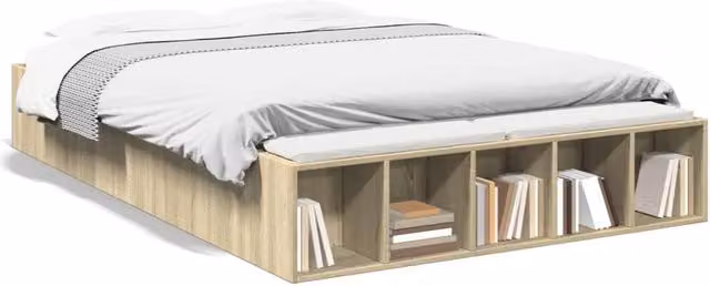 Berkfield Home Sonoma Oak Bed Frame in Beige, W/D/H: 120 x 200 cm, Small Double – 1