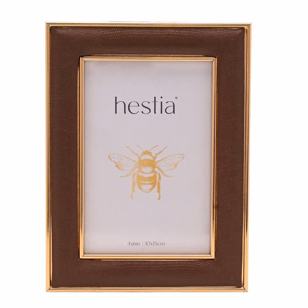 Hestia Rectangular Single Tabletop Photo Frame in Gold and Brown, 10 x 15 cm – 2