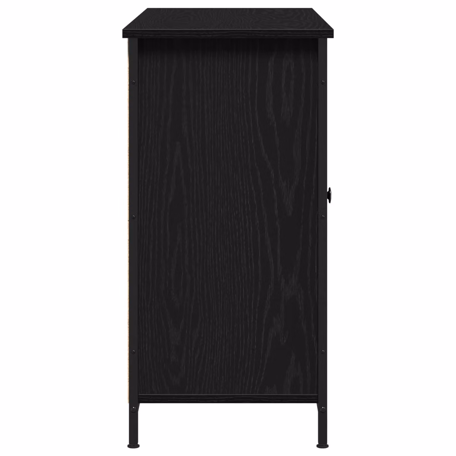 Berkfield Home Black Oak Sideboard in Engineered Wood and Steel, W/D/H: 100 x 35 x 70 cm – 4