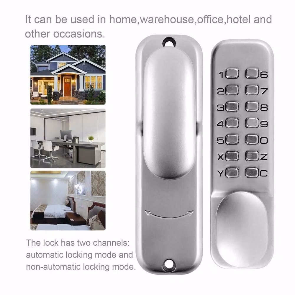 NESTLUNE Mechanical Push Button Digital Combination Code Mortise Door Lock in Silver – 2