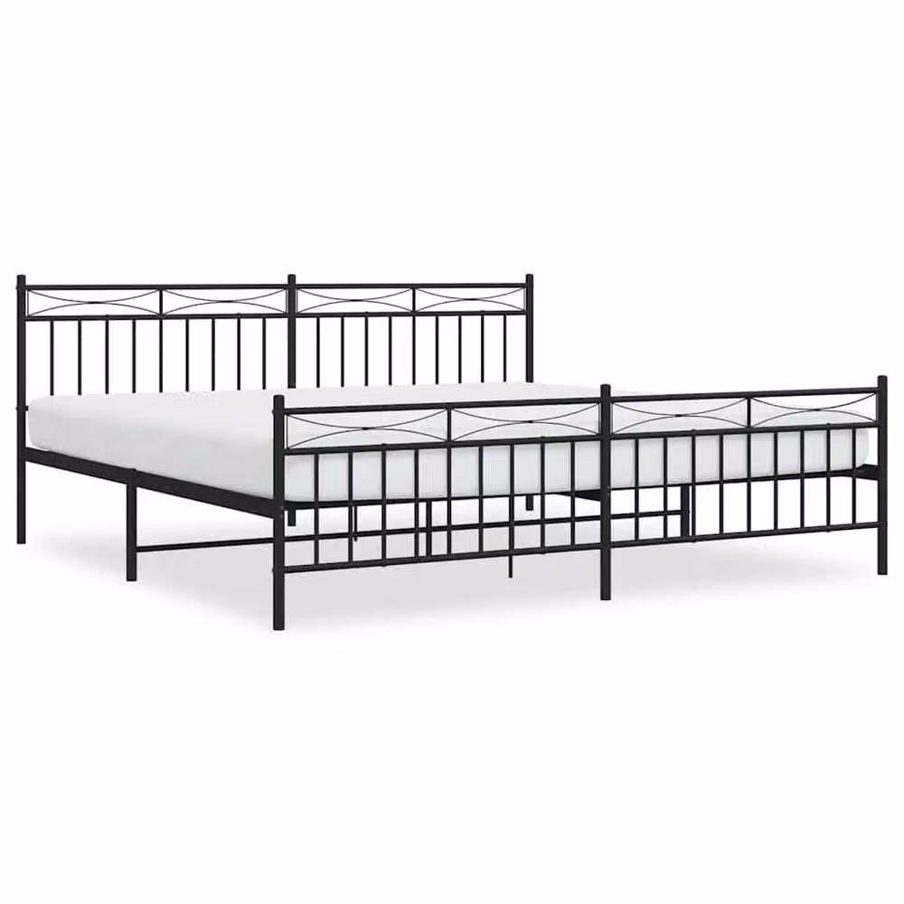 Berkfield Home Metal Bed Frame with Headboard and Footboard in Black, W/D/H: 193 x 91 x 198 cm – 2