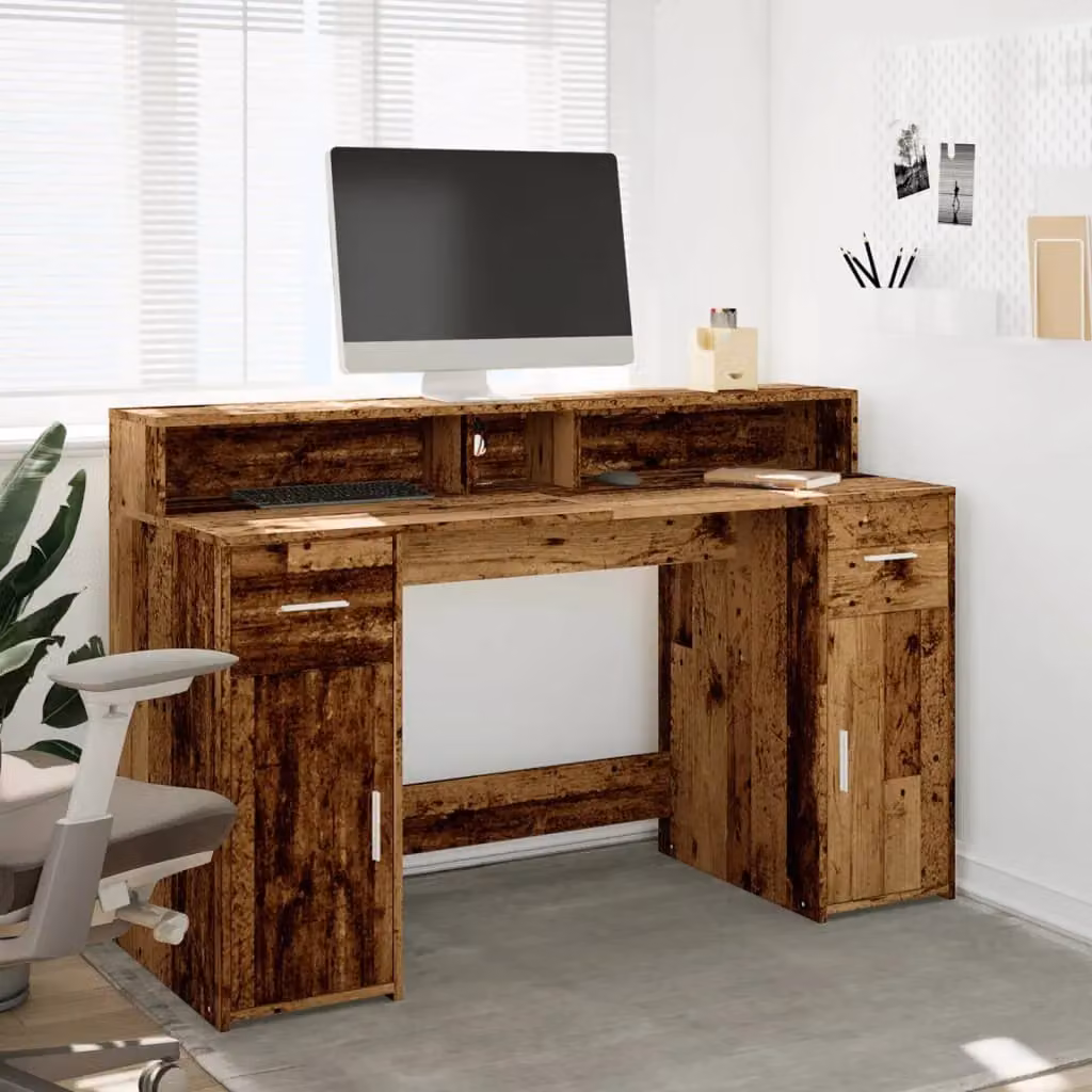 Berkfield Brown Gaming Desk with LED Lights, W/D/H: 140 x 55 x 91 cm – 4