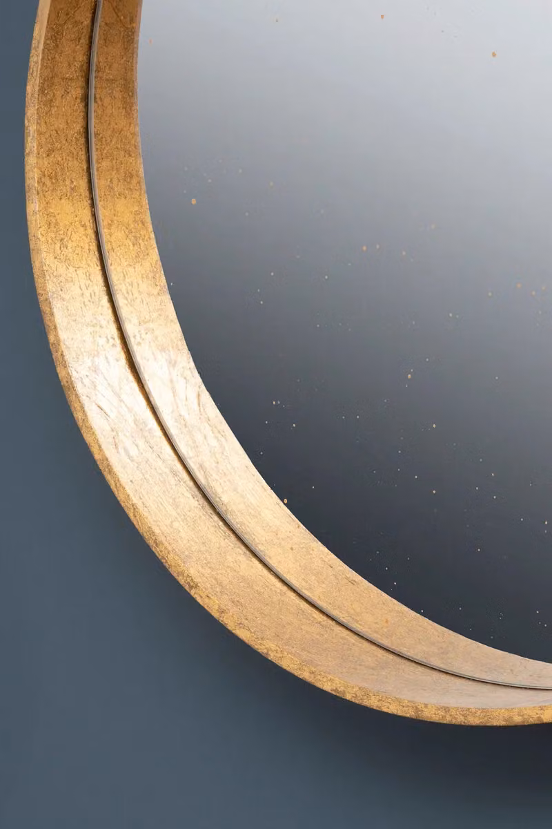 Orsina Colton Round Antique Gold Dotted Metal Wall Mirror – 2