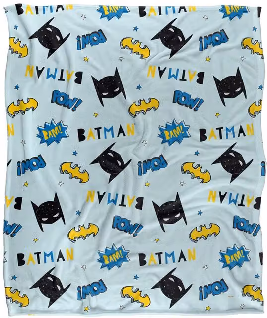 DC Comics Batman Sketch Icons Blanket in White, W x D: 152 x 127 cm – 1