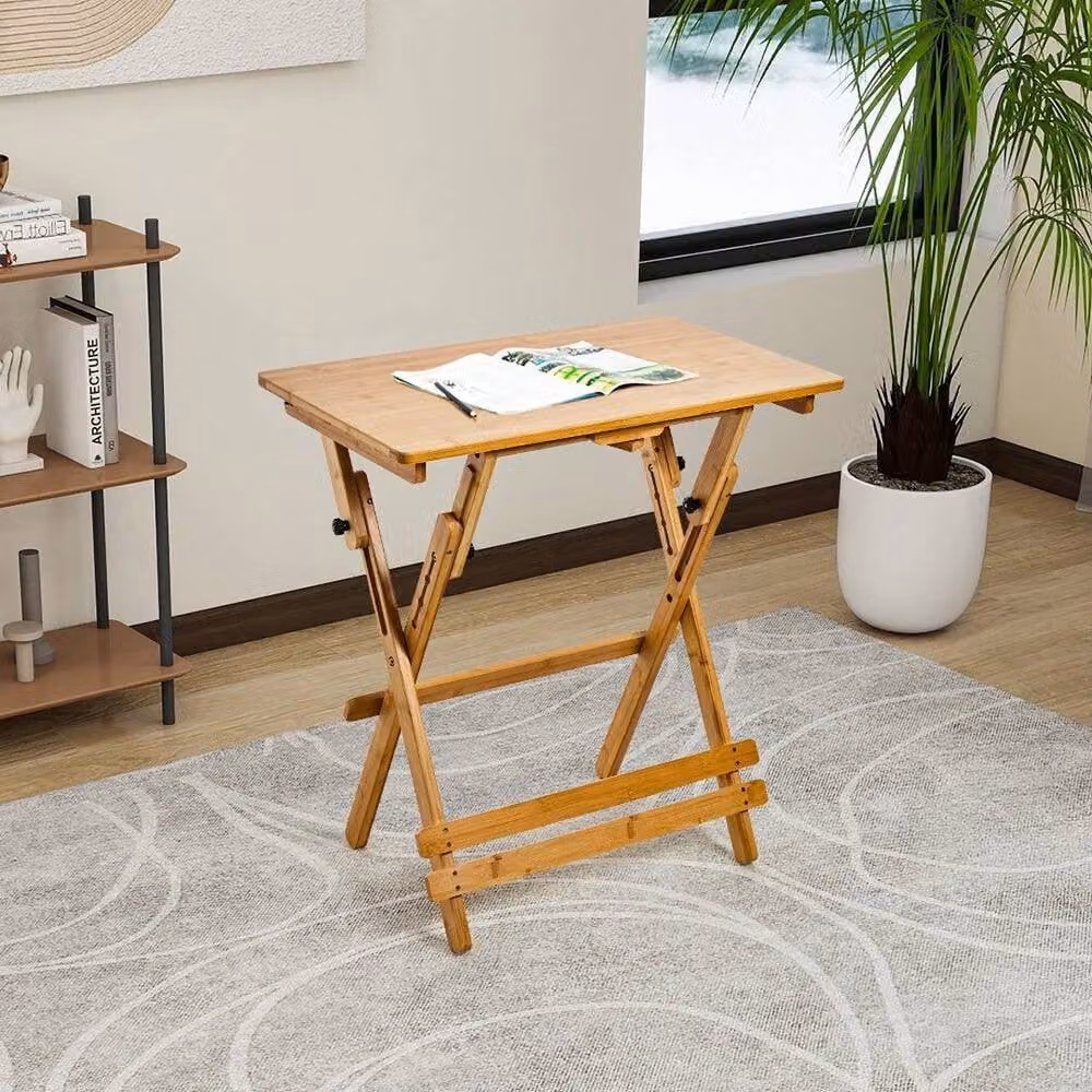 KORVIXA Adjustable Height Wooden Writing Desk in Beige, W: 100 cm, H: 52-74 cm – 2