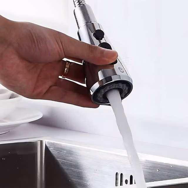 Heable Silver Chrome 2-Function Pull-Out Kitchen Tap Replacement Spray Head – 1