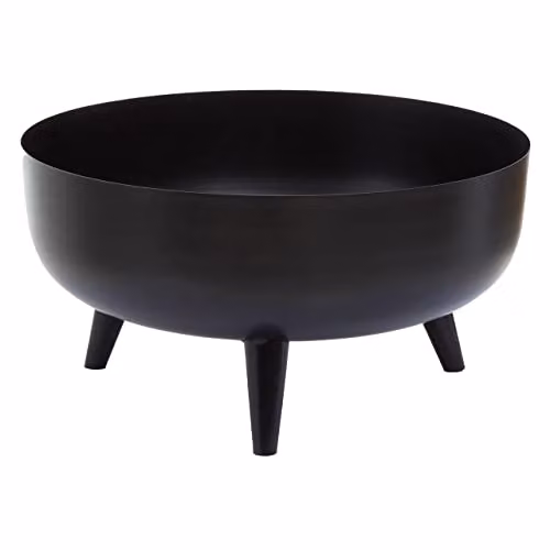 Premier Housewares Black Metal Round Planter, W: 30 cm, D: 30 cm, H: 15.5 cm – 2