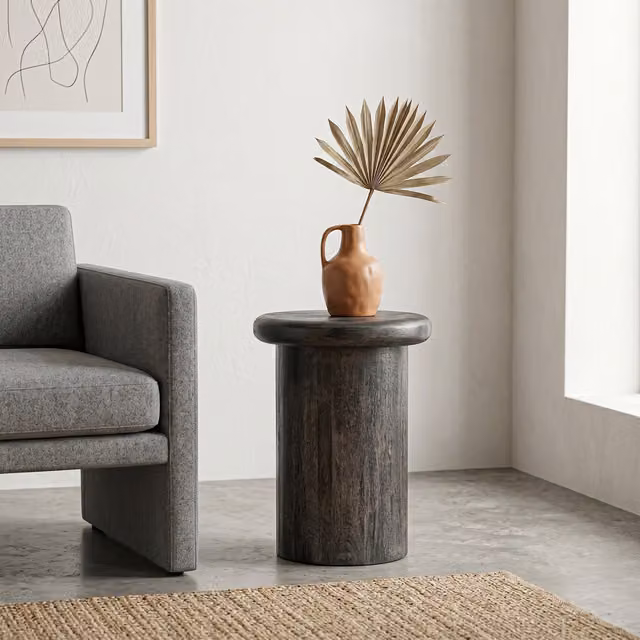 Elm Home And Garden Regent Side Table in Grey Mango Wood