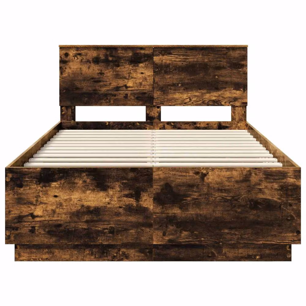 Berkfield Home Modern Bed Frame in Smoked Oak Brown, W/D/H: 120 x 200 cm – 5