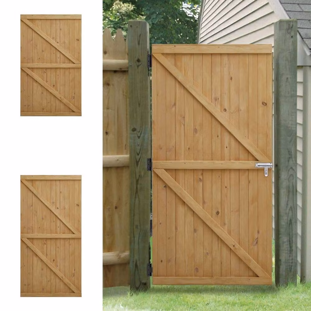 NESTLUNE Brown Pressure Treated Wooden Pedestrian Garden Gate, W: 100 cm, H: 182.88 cm – 3