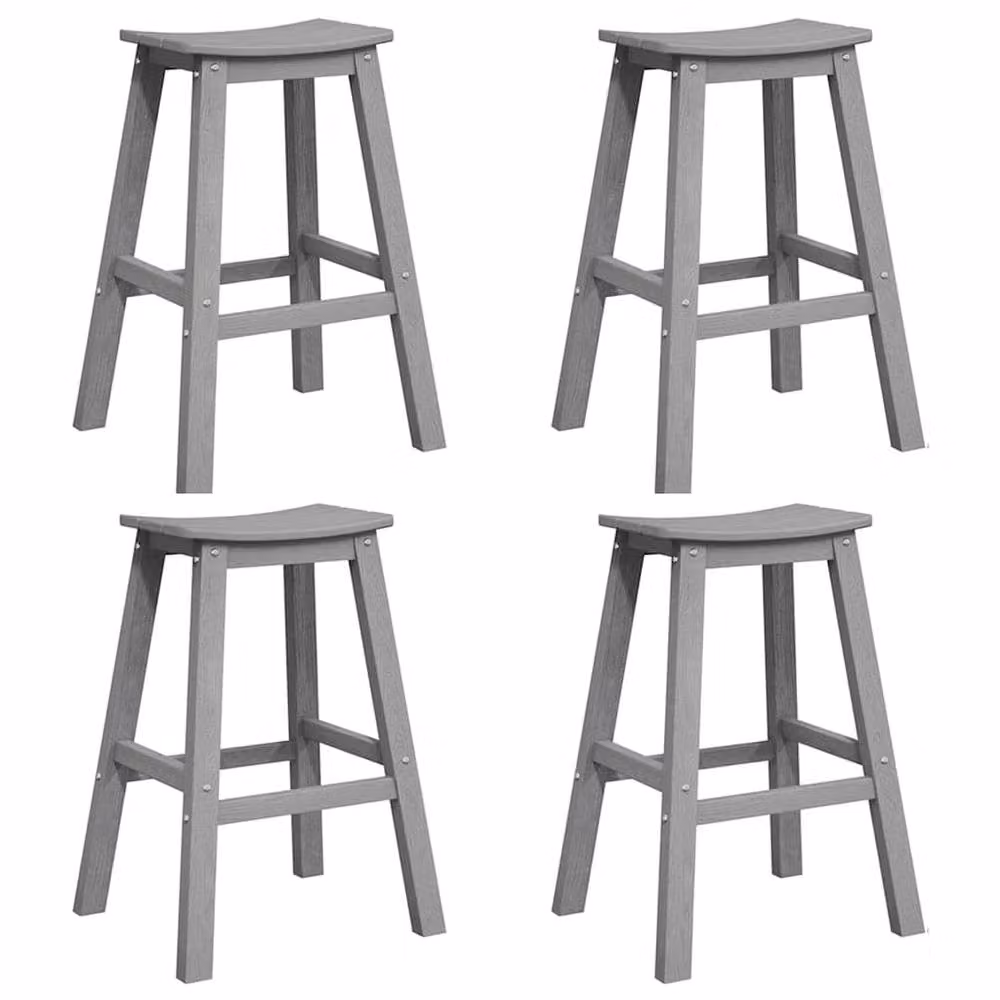 Berkfield Home Set of 6 Stylish Modern Bar Stools in Light Grey HDPE Plastic