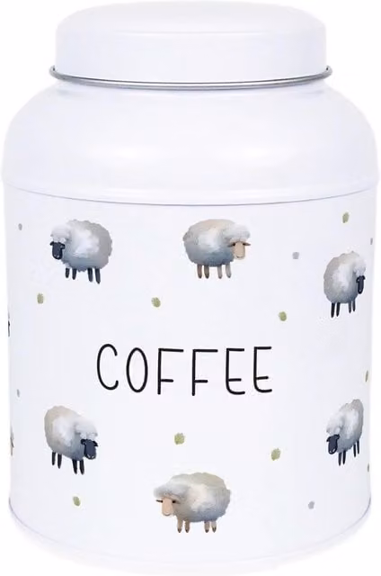 Purely Home Spring Sheep White Dotted Metal Storage Canister with Domed Lid