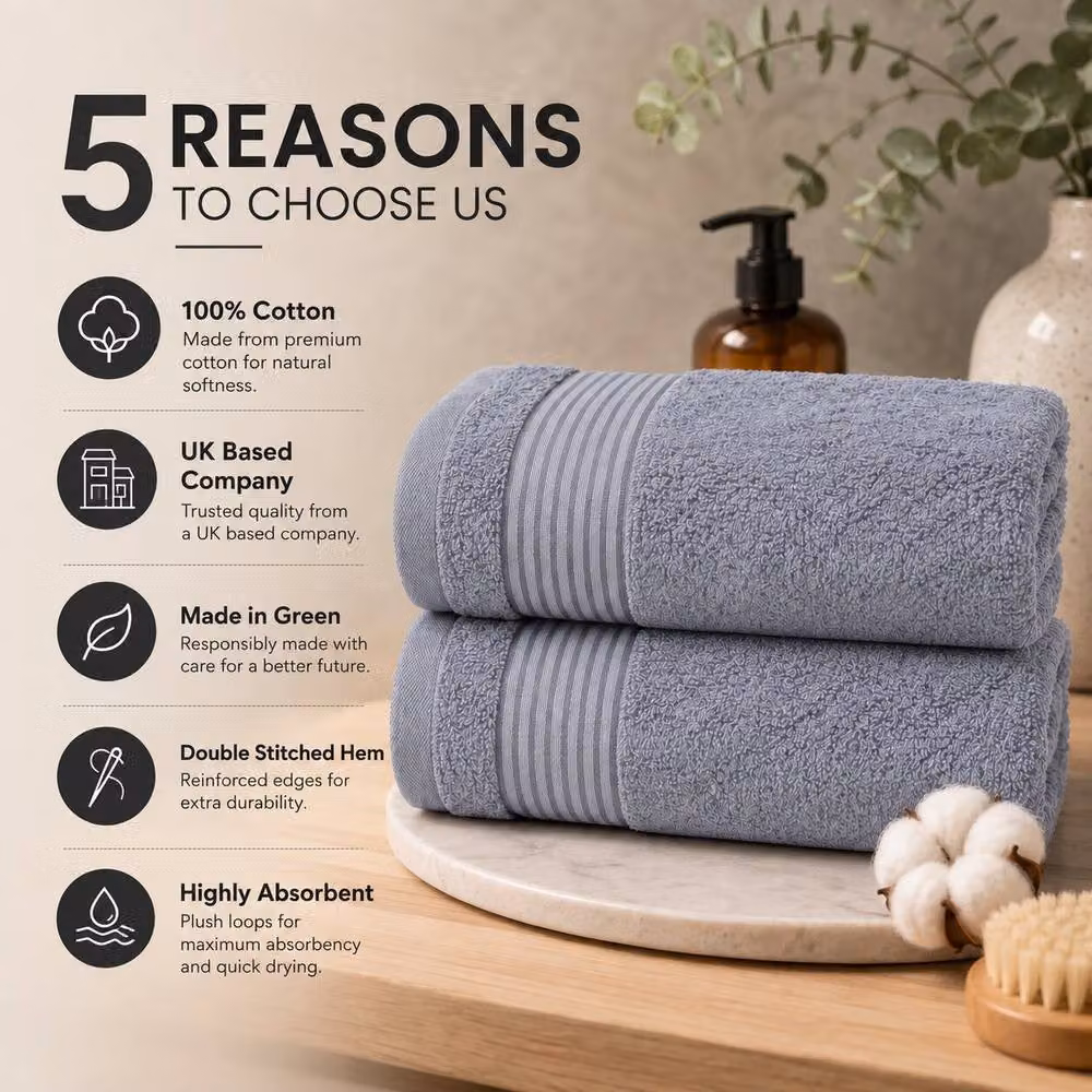 Pamposh Grey Cotton Bath and Hand Towel Set of 4, 500 GSM Fluffy Quick-Drying Terry Towels – 3