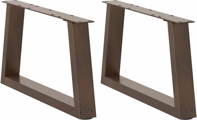Berkfield Home V-Shape Dining Table Legs, 2 Pieces, Brown Steel, H: 60 cm, W: 30-31.3 cm